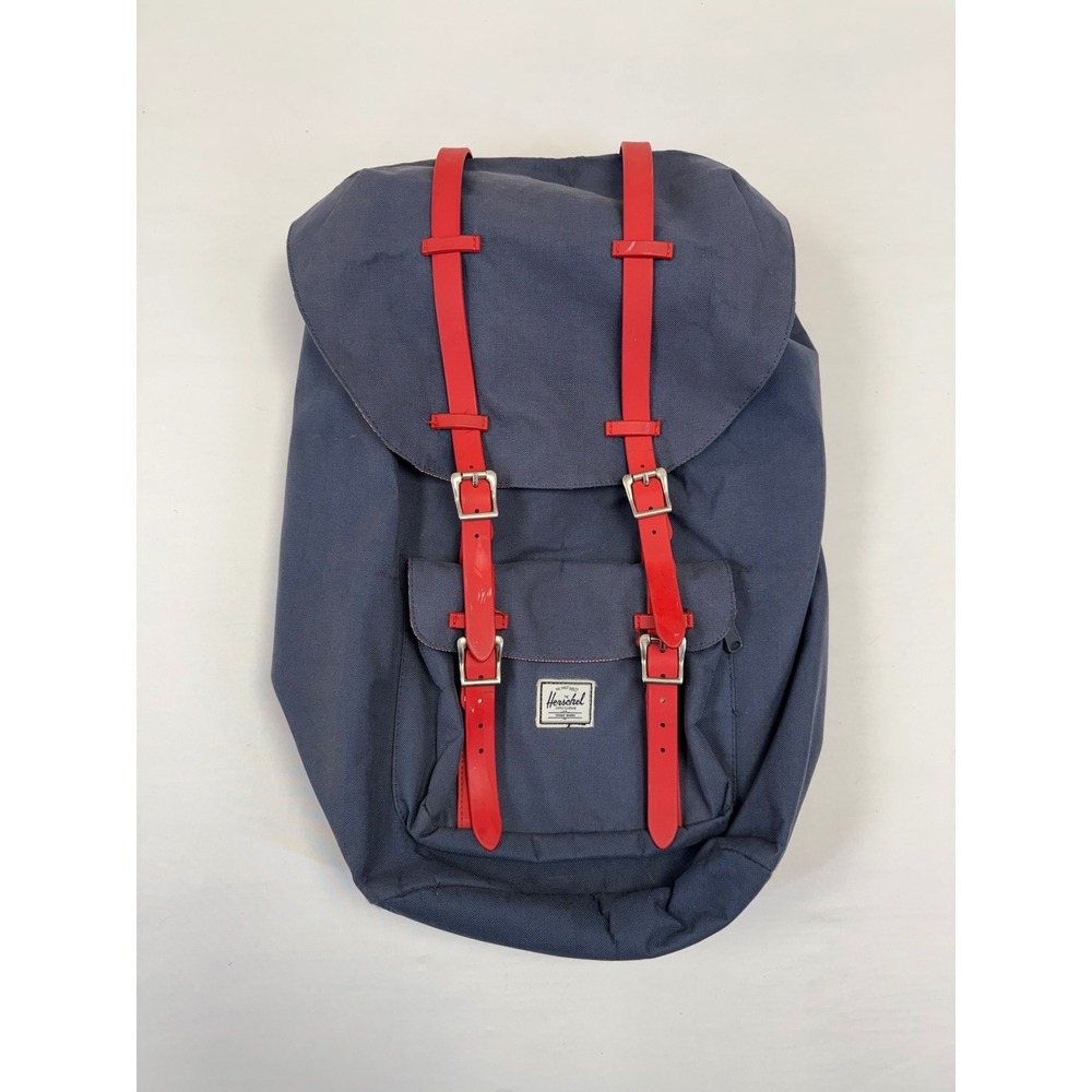 Herschel Supply Co Backpack Blue Red Straps Roll Top Casual Everyday Travel